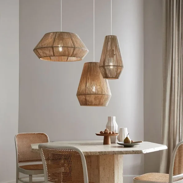 Vintage Hand-woven Rattan Lamp Chinese Style Pendant Light Restaurant Decoration Hemp Rope Living Room Kitchen Lighting Fixture - Image 4