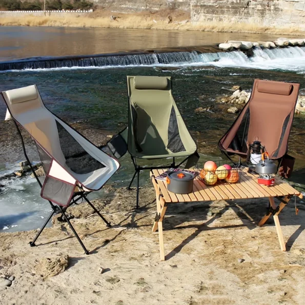 Portable Folding Moon Chair Outdoor Camping Aluminum Alloy Fishing Chair Beach Picnic Cup Bag Ultralight Folding Travel Chair - Image 4