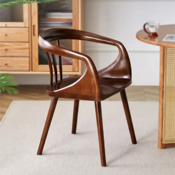 Nordic Home Solid Wood Dining Chair With Armrest Backrest Chair Modern Minimalist Coffee Chair Living Room Kitchen Furniture New - Image 2