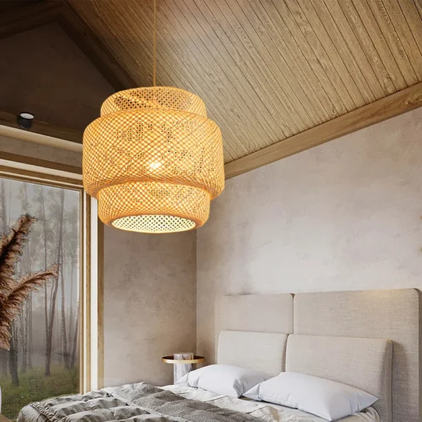 Bamboo Lantern pendent light Natural Rattan Wicker E27 Bulb Chandeliers pendent lamp Restaurant Home Decor AC85-260V - Image 3