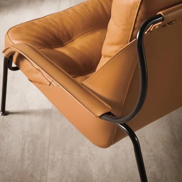 FULLLOVE Nordic Designer Single Sofa Chair Living Room Saddle Leather Leisure Chair Light Luxury Furniture Leather Lazy Recliner - Image 4