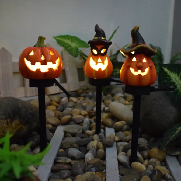 New Halloween Solar Outdoor Pumpkin Ghost Garden Lawn Light Decoration Waterproof Atmosphere Courtyard Floor Insert Light