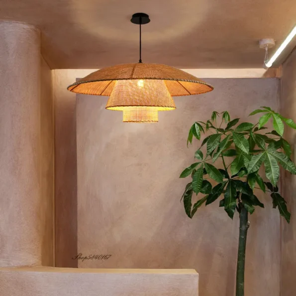 Vintage Rattan Lamp New Restaurant Pendant Lights Home Decor Dining Room Kitchen Loft Suspension Lustre Handmade Light Fixtures - Image 5