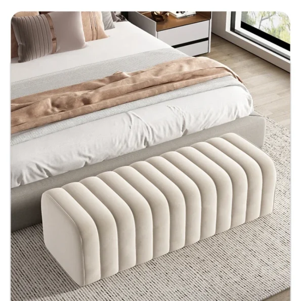 Modern Velvet Bed End Bench - Hall Rest Feet Long Sofa Chair Entrance Design Soft Shoe Bench Nordic Makeup Low Stool Furniture - Image 5