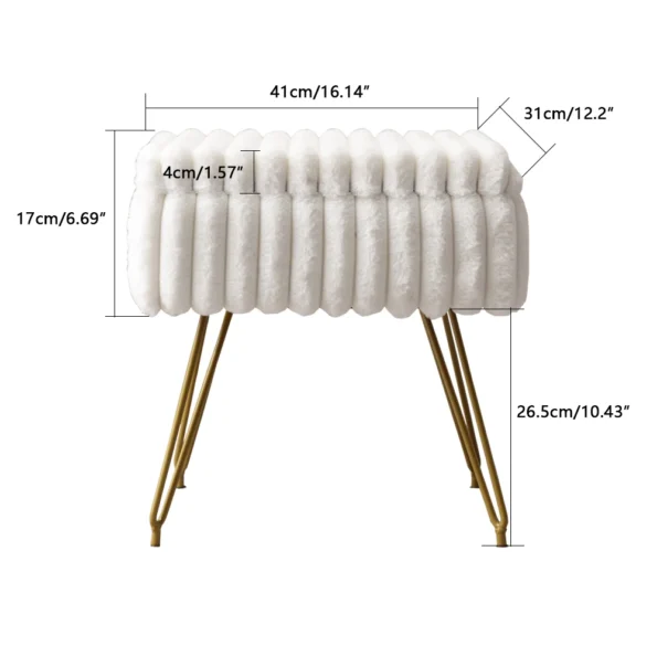 Chic Faux Fur Vanity Stool with Storage: Stylish Ottoman Chair - Image 8