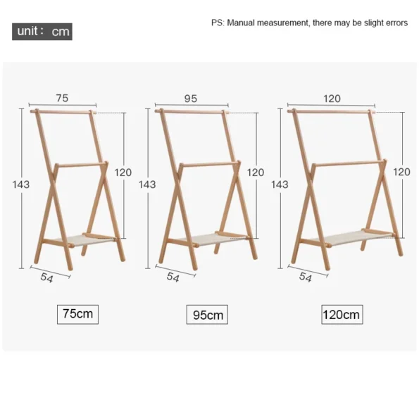 Joylove Solid Wood Floor Hanger Modern Minimalist Double-layer Multi-functional Clothing Display Stand Parent-child Coat Rack - Image 4