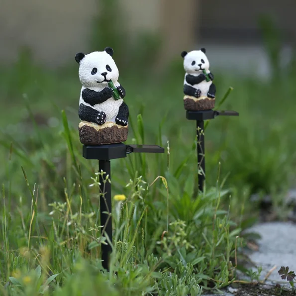 Outdoor Solar Powered Lights Waterproof Panda Resin Outdoor Statue Lamp 600mAh Ni-MH Battery Garden Landscape Decoration - Image 6