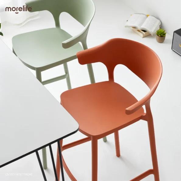 Modern Minimalist Plastic Dining Chair with Backrest - Image 2