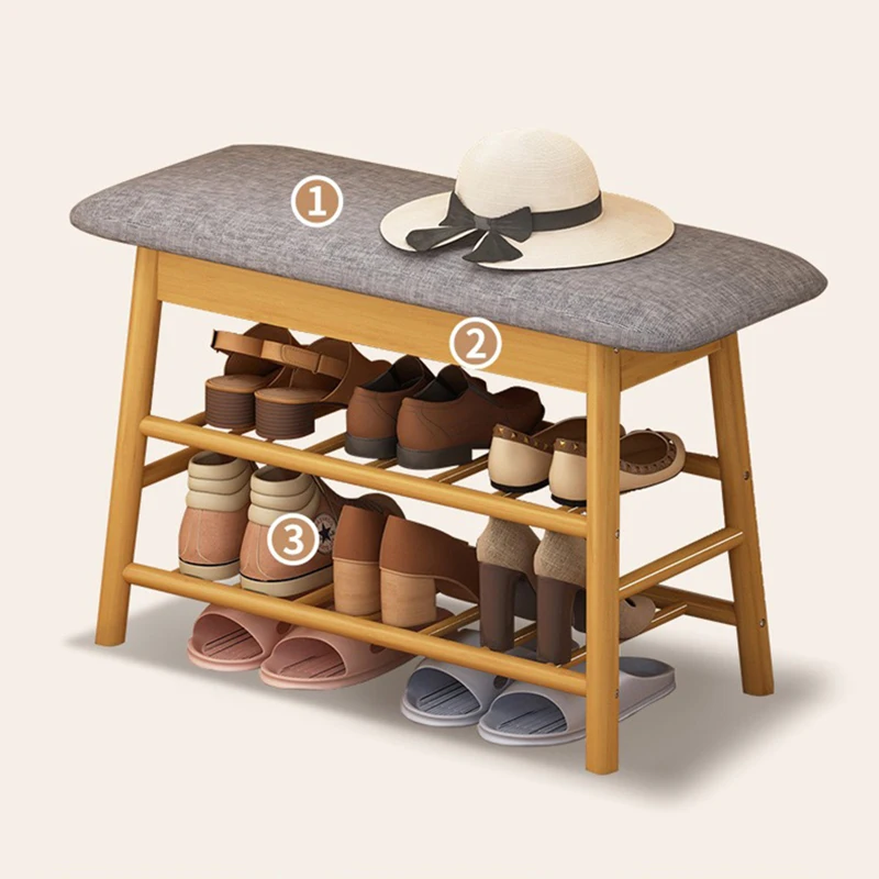 Shoe Rack Bench, Bamboo Entryway Bench, Simple Organizer with 2 Tier Storage Good Load Bearing for Hallway Living Room 출입구 벤치 - Image 4