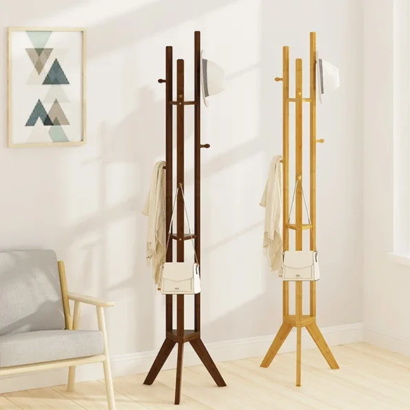 Clothes Rack Floor Standing Bedroom Hanging Clothes Rack Room Clothes Shelf Simple Multi-function Solid Wood Hanging Clothe Rack - Image 2