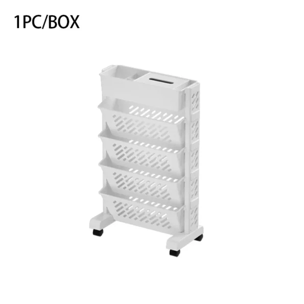 Floor Mounted Movable Bookshelf with Wheels Classroom Desk Storage Rack Study Large Capacity Multi-layer Book Storage Rack - Image 5