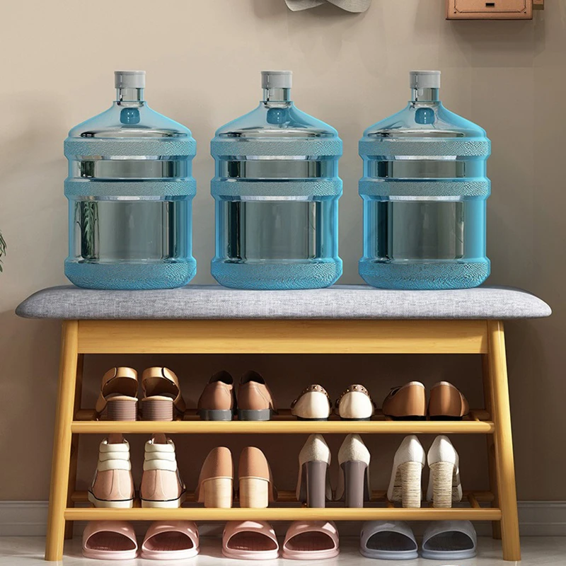 Shoe Rack Bench, Bamboo Entryway Bench, Simple Organizer with 2 Tier Storage Good Load Bearing for Hallway Living Room 출입구 벤치 - Image 5