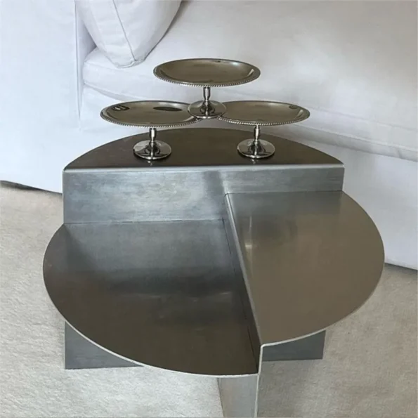 MOMO Stainless Steel Coffee Table Wabi-sabi Style Round Metal Coffee Table Korean Netflix Designer Models Side Table - Image 5