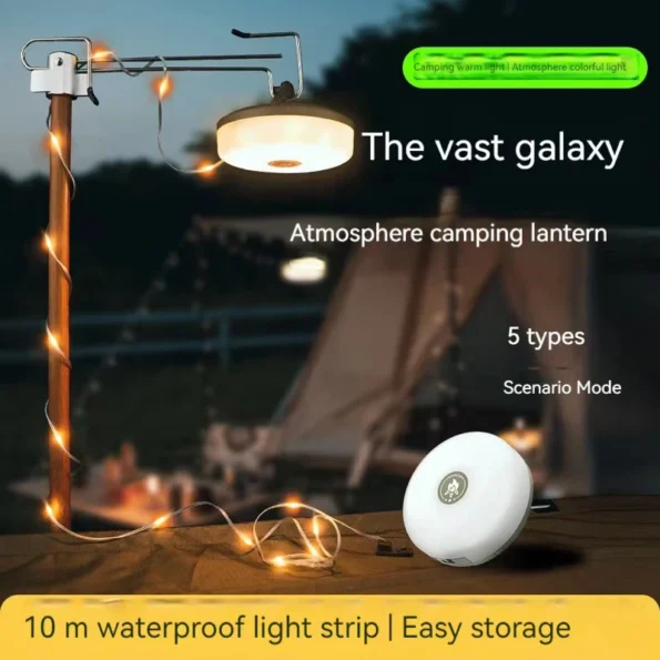 LED Camping Lamp Strip Atmosphere 10M Length Waterproof Recyclable Light Belt Outdoor Garden Decoration Lamp for Tent Room - Image 2
