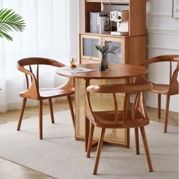 Nordic Home Solid Wood Dining Chair With Armrest Backrest Chair Modern Minimalist Coffee Chair Living Room Kitchen Furniture New - Image 3