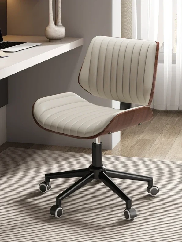 Solid Wood Computer Chair, Light Luxury Home Use, Sedentary Office Chair, Rotating Lift, Bedroom Study Chair - Image 2