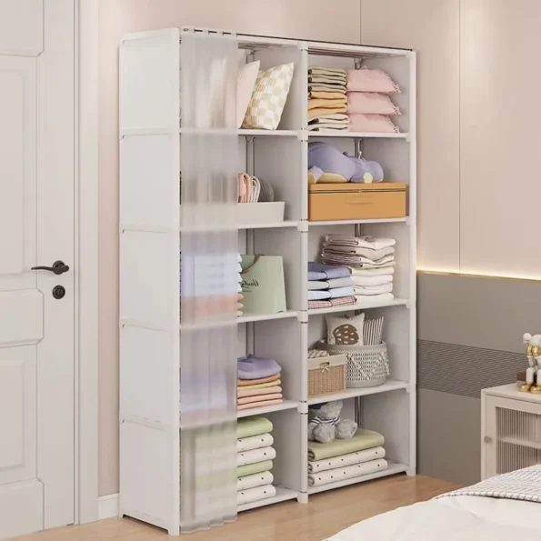 6/5 Layers Dustproof Wardrobe High Capacity Partition Bookshelf Bedroom Open Simple Assembly Storage Cabinet Bedroom Furniture - Image 4