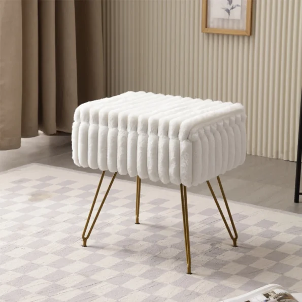 Chic Faux Fur Vanity Stool