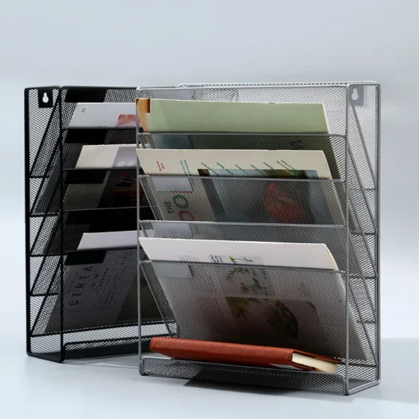 Multi-functional A4 Wall-mounted File Box with Magazine Rack Wall-mounted Bookshelf for Office Home Storage