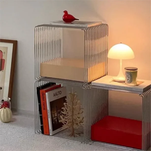 Simple And Creative Design Sofa Edge Table Can Be Used As A Mini Shelf Line Small Table Stainless Steel Small Coffee Table New - Image 3
