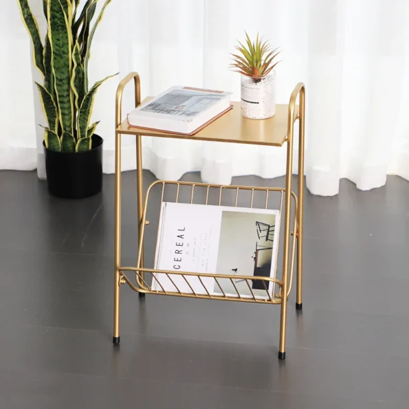 Nordic Style Iron Coffee  Ins Gold Disassembly Sofa Side Bedroom Living Room Two-layer Storage Small - Image 3