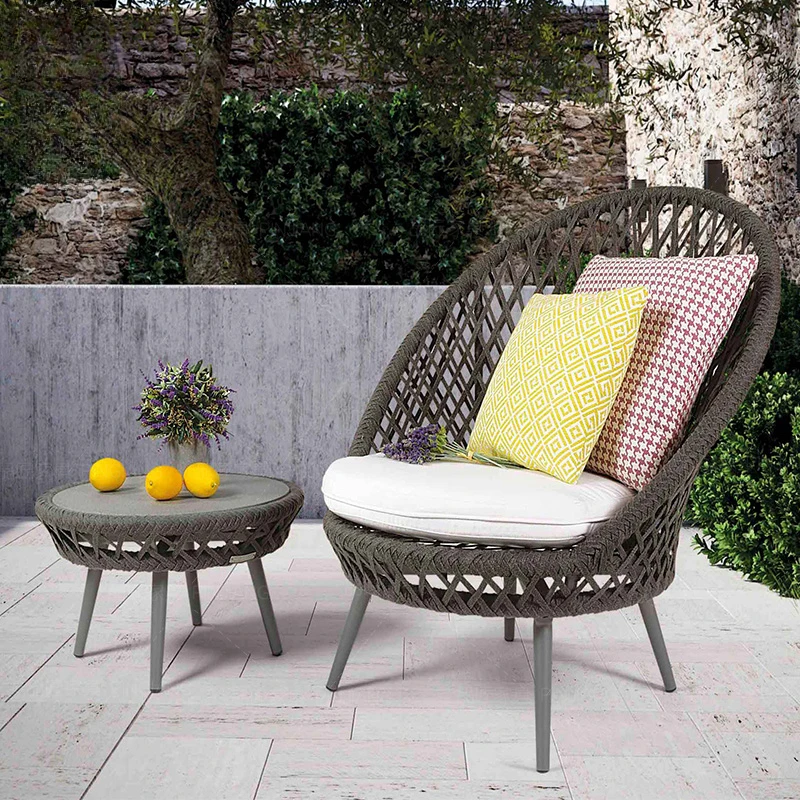 Outdoor sofa, rattan chair, garden rattan chair, courtyard rattan chair, rope woven rattan chair, single person leisure chair - Image 2