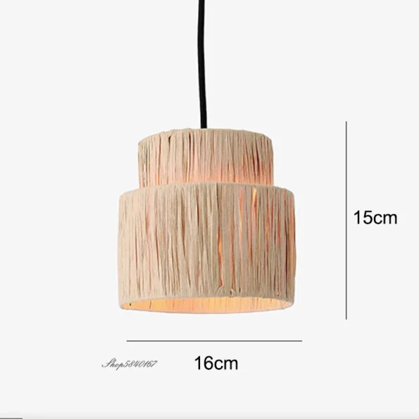 Japanese Style Homestay Pendant Light Living Room Hand-woven Chandeliers Vintage Straw Art Rattan Lamp Dining Room Bedroom Lamps - Image 5