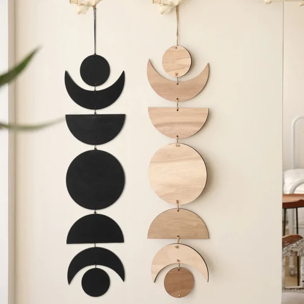 Wooden Moon Phase Garland Wall Decor Ramadan Decoration Boho Home Decor Bedroom Living Room Nursery Ornament Decor Craft Gift - Image 2