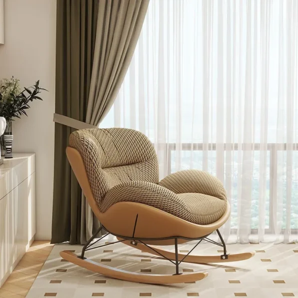 FULLLOVE Nordic Home Single Living Room Sofas Chair Leisure Light Luxury Recliner Lazy Bedroom Sofa Simple Balcony Rocking Chair - Image 2