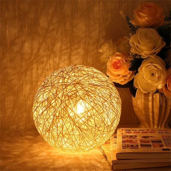 LED Rattan Ball Lamp USB LED Table Lamp Moon Light Night Light Bedside Lamp Desktop Light Bedroom Decor Lighting Creative Gift - Image 4
