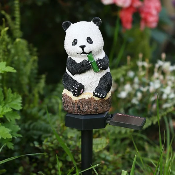 Outdoor Solar Powered Lights Waterproof Panda Resin Outdoor Statue Lamp 600mAh Ni-MH Battery Garden Landscape Decoration - Image 2