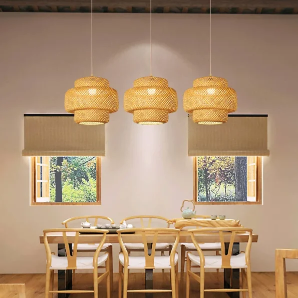 Bamboo Lantern pendent light Natural Rattan Wicker E27 Bulb Chandeliers pendent lamp Restaurant Home Decor AC85-260V - Image 5
