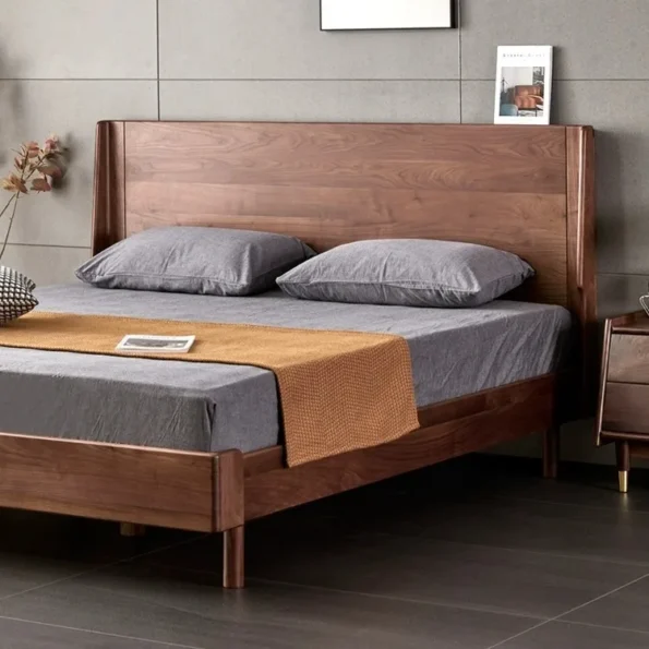 Solid Wood Black Walnut Double Bed,