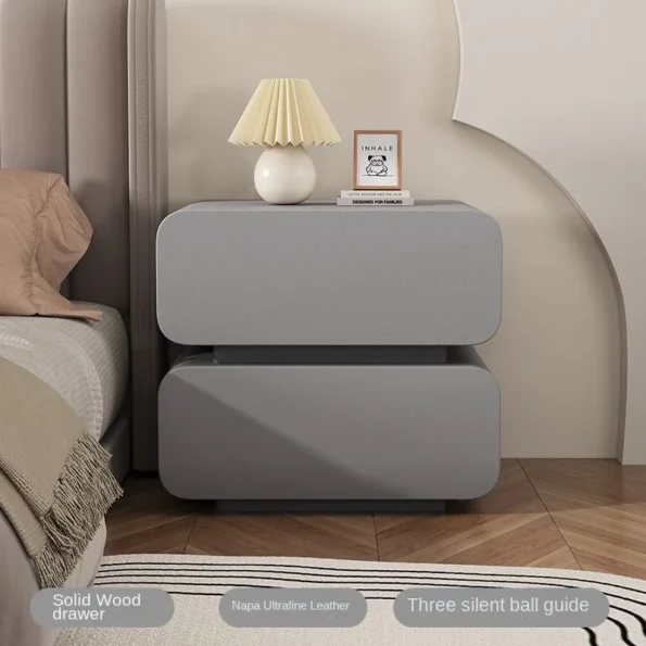 GUIG Cream Wind Bedside Table: Minimalist Modern Solid Wood Nightstand - Image 4