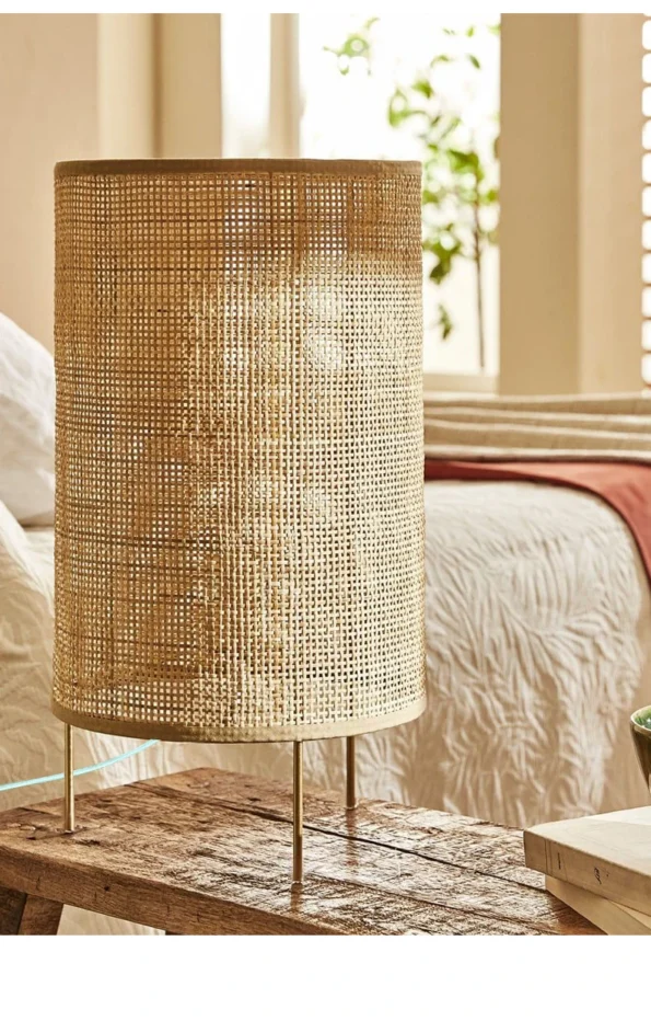 Rattan Table Lamp Bedroom  Bedside Lamp Japanese Hotel Living Room Tea room Warm Bamboo Desktop Rattan Art Decorative Table Lamp - Image 4