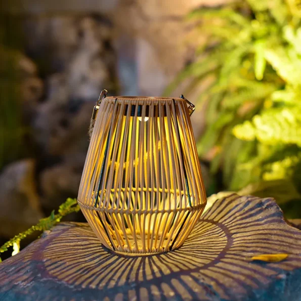 Outdoor Solar Imitation Rattan Lantern Courtyard Balcony Garden Decoration Candle Lights Creative Atmosphere Chandelier Garden - Image 3
