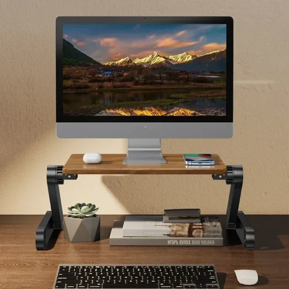 Eary Laptop Stand Wood Macbook Holder Height&Angle Adjustable Computer Desk Desktop Projector Bracket Notebook Vertical Stand
