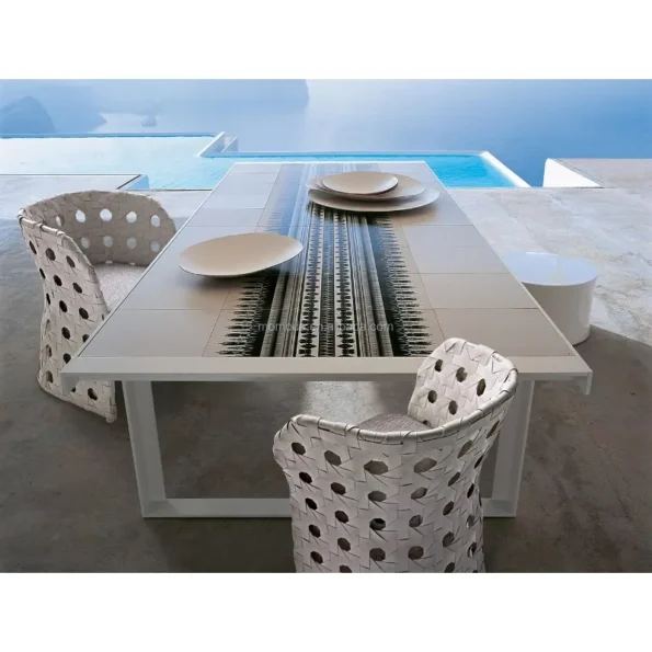 outdoor white rattan wicker beach hotel pool side  sun lounge bed wholesale furniture - Image 2