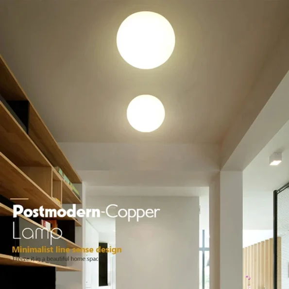 Nordic LED ceiling light Glass White Ball ceiling lamp Minimalist bathroom Balcony Bedroom Entrance Light fixture Indoor lightin - Image 2