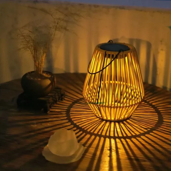 Outdoor Solar Imitation Rattan Lantern Courtyard Balcony Garden Decoration Candle Lights Creative Atmosphere Chandelier Garden - Image 4
