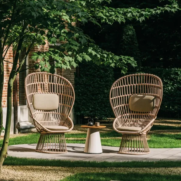 Outdoor rattan sofa courtyard waterproof and sunscreen outdoor garden balcony single rattan chair tea table combination - Image 3