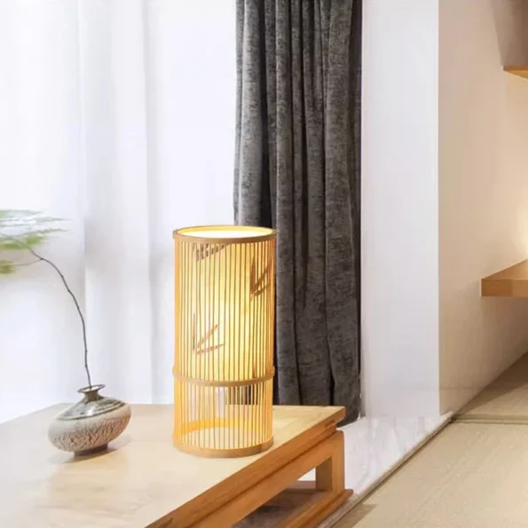 New Chinese Style Bamboo Weaving Table Lamp Creative Handmade Rattan Bedroom Decoration Bedside E27 Table Light - Image 5