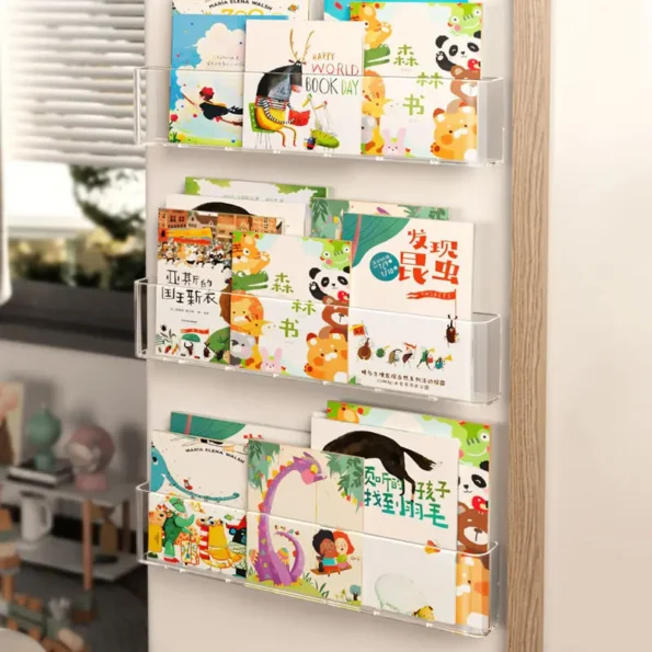 Acrylic Picture Book Display Stand Bookshelf Children's Wall Behind the Door Reading Magazine Storage Wall Hanging Bookshelf - Image 5