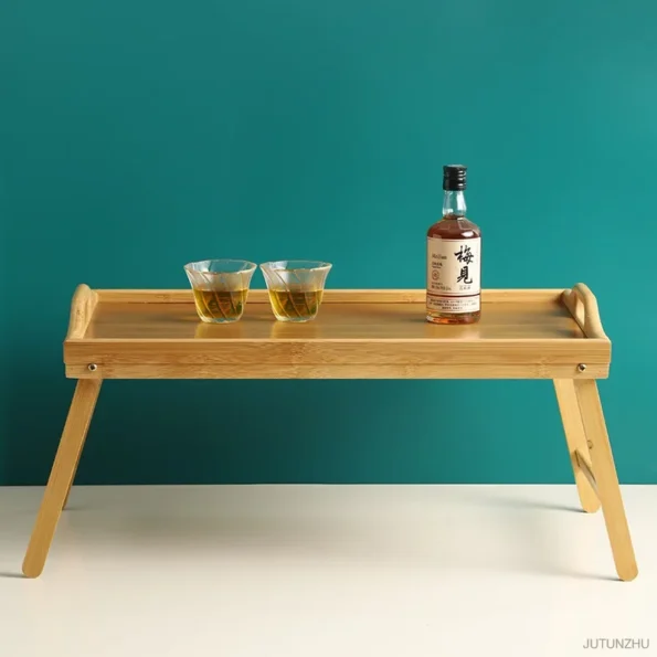 50x30x25cm Portable Natural Bamboo Bed Tray Breakfast Laptop Desk Reading  Gaming Desk Folding Table Useful Simple Kitchen Tool - Image 3