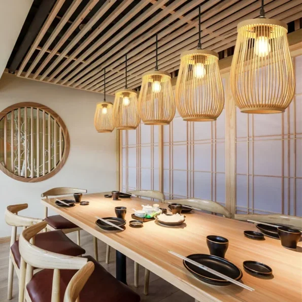 Chinese Rattan Wicker Pendant Lamp Lustre Bamboo Wood Chandelier Ceiling Light Handmade E27 for Home Living Ding Bed Room Decor - Image 4