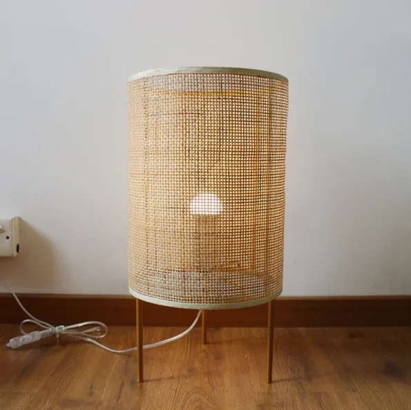 Rattan Table Lamp Bedroom  Bedside Lamp Japanese Hotel Living Room Tea room Warm Bamboo Desktop Rattan Art Decorative Table Lamp