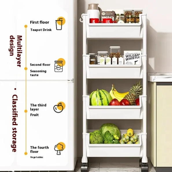 Trolley Shelves, Mobile Household Snacks,Floor-to-ceiling, Multi-layer Storage Bookshelves, Living Room,Kitchen Storage Shelve - Image 3
