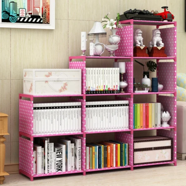 Solid Color Metal Book Storage Simple Trapezoidal Bookshelf Suitable for Studying and Home Use - Image 3