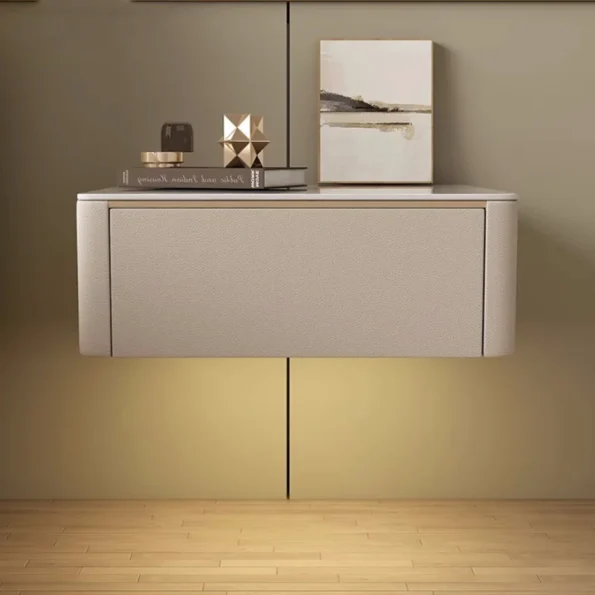 Modern Style Floating Nightstand: Minimalist Bedside Table with Sintered Stone Top - Image 2
