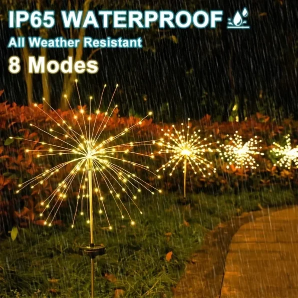 90-200LED Solar Firework Light Waterproof Outdoor 8 Lighting Modes Fairy String Light Christmas Solar Lights Garden Decoration - Image 2